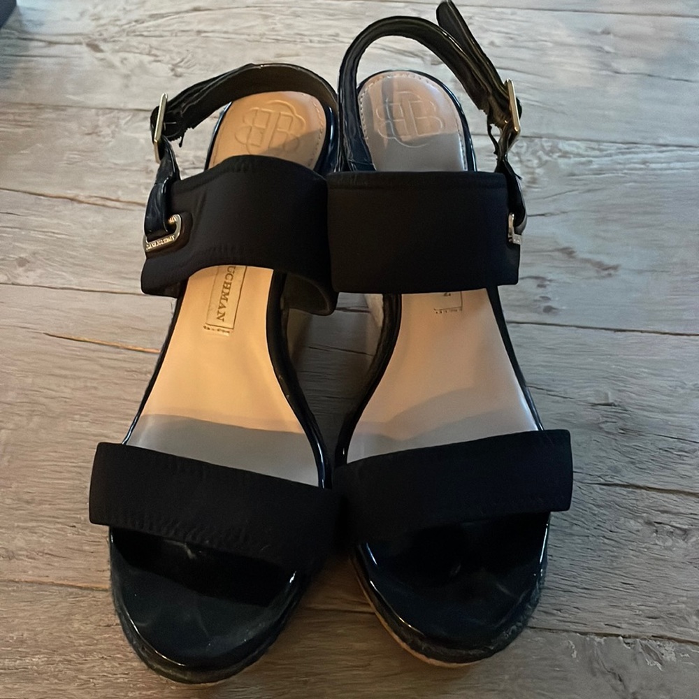 Black Wedge Espadrille Sandal Dana Buchman sz 8.5